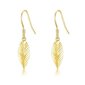 URONE 925 Sterling Silver Leaf Earrings Gold Plated Leaf Earrings for Women Dangling Leaf Jewelry Gifts for Women