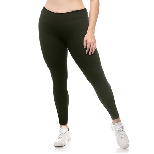 SATINA OliveHigh Waisted Leggings for Women - Olive Full Length Women's Leggings