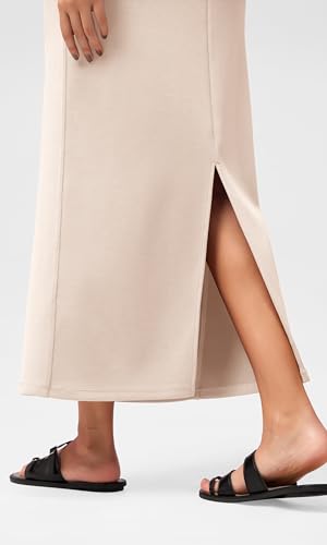Image of ODODOS Modal Soft Maxi Skirt for Women, Back Slit High Waist Casual Long Pencil Skirts