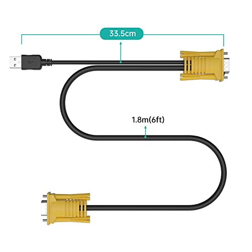 MT-VIKI 2-in-1 USB VGA KVM Cable for USB KVM Switch VGA (6ft 2packs)