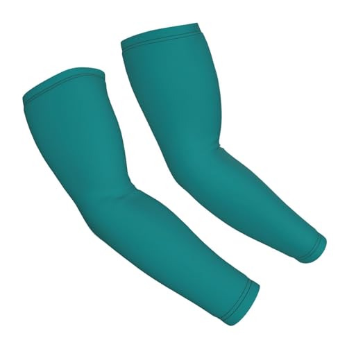 Salelf Teal Arm Sleeves Cooling UV Sun Protection Sports Compression Sleeves for Men Women Golf Basketball Arm Sleeves