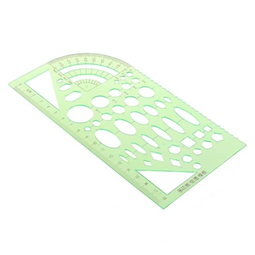 Regla de plástico para dibujar, plantilla ovalada geométrica para estudiantes, verde, 22 x 13,2 cm