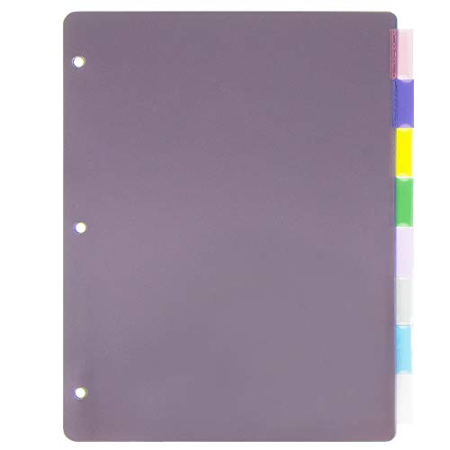 JAM PAPER Plastic Index Tab Dividers - 8-Tab - 8 1/2 x 11 - Multicolor - 8 Tabbed Dividers/Pack