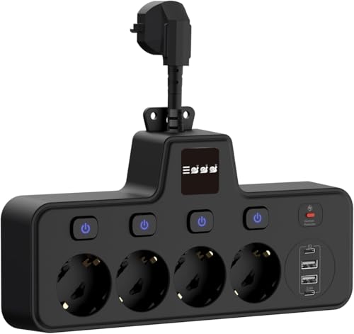Xeletu 4 Steckplätzen Steckeradapter mit Touch Nachtlicht 2 TypC 2 USB Anschlüssen Steckdose EU Steckdosenleisten Einzelschaltbar Überspannungsschutz Steckerleiste für Büro...