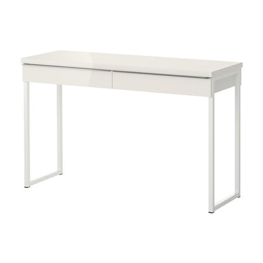 Ikea BESTÅ BURS - Skrivbord, högglansig vit - 120 x 40 cm