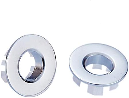 Homdipoo Ceramic Bathroom Vessel Vanity Sink Art Basin Sink Basin Trim Overflow Cover Brass Insert in Hole Round Caps Chrome 2 Pack