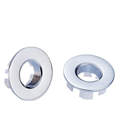 Homdipoo Ceramic Bathroom Vessel Vanity Sink Art Basin Sink Basin Trim Overflow Cover Brass Insert in Hole Round Caps Chrome 2 Pack Cover