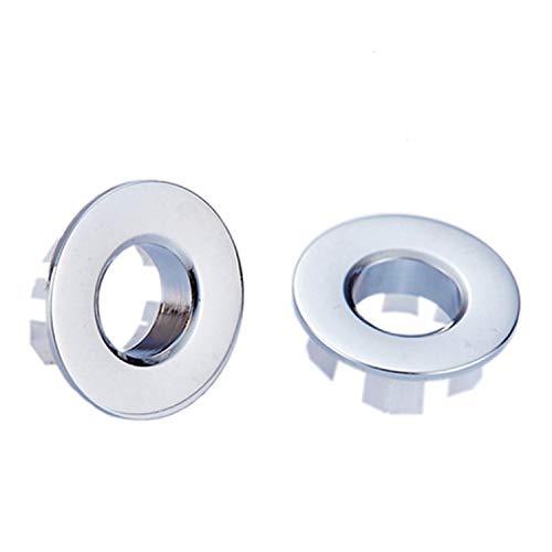 Homdipoo Ceramic Bathroom Vessel Vanity Sink Art Basin Sink Basin Trim Overflow Cover Brass Insert in Hole Round Caps Chrome 2 Pack