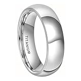 TUTISS 6mm Titanium Rings for Men Women Fashion Jewelry Engagement Wedding Bands Domed Polished Shiny Comfort Fit Size 5.5