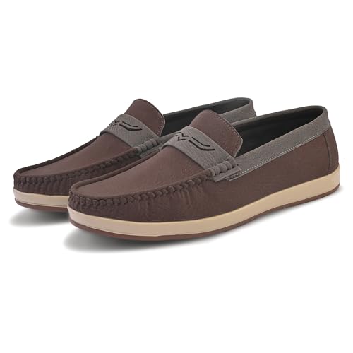 Image of Centrino Suede Loafers for Men | Shoes for Man Stylish | Casual Lightweight Slip-On | Cushioned Insole | Comfortable Moccasin Hand-Stitched Design | Mens Loafer Shoes Slip On for Man (9568)
