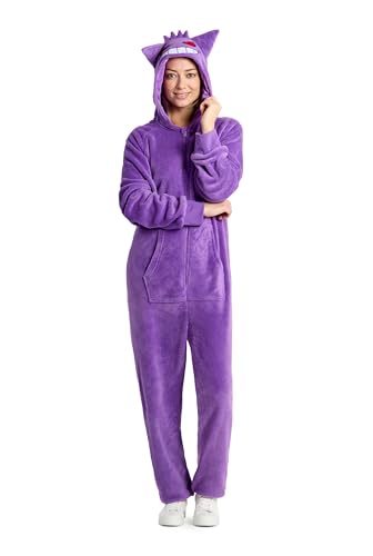 Opposuits Adult Unisex Gengar Onesie - Pokémon One-piece Pajamas - Loose Fit - Including Pockets - Purple