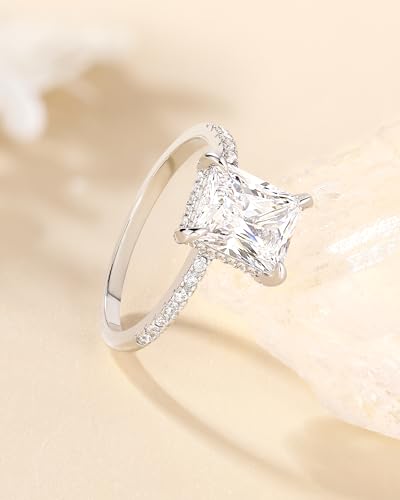 TIGRADE 4CT Engagement Ring for Women Radiant Cut Cubic Zirconia Wedding Band CZ Promise Anniversary Ring Size 3-11 - Image 3