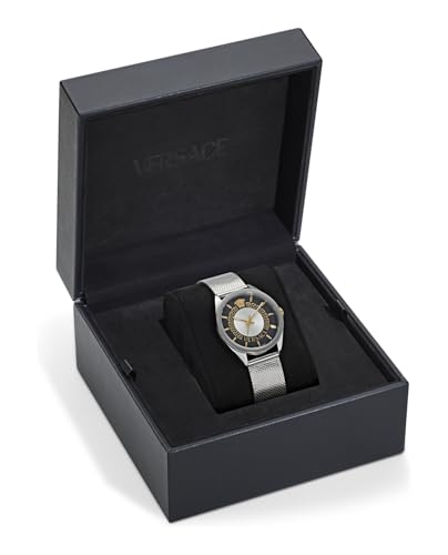 Versace New V-Circle Collection Luxury Womens Watch Timepieces with a Silver Bracelet and Dial Featuring a Stainless Steel Case4