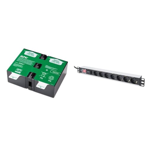 APC APCRBC124 - Ersatzbatterie für Unterbrechungsfreie Notstromversorgung & DIGITUS 19 Steckdosenleiste - 7 Abgriffe - 1HE - 250VAC - 50/60Hz - 16A - 4000W - Mit Schalter & Überspannungsschutz