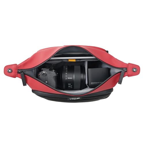Image of Vanguard VEO Lite S4L Camera & Everyday Shoulder Bag (Red) - Fits Mirrorless Camera + 1-2 Lenses, 8.3 inch Tablet Sleeve, Removable Dividers, Easy-Clean Water-Resistant Design