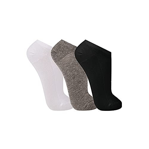 Kit 3 meias cano curto esportiva, Trifil, Adulto Unissex, Branco/Cinza/Preto, 35-38