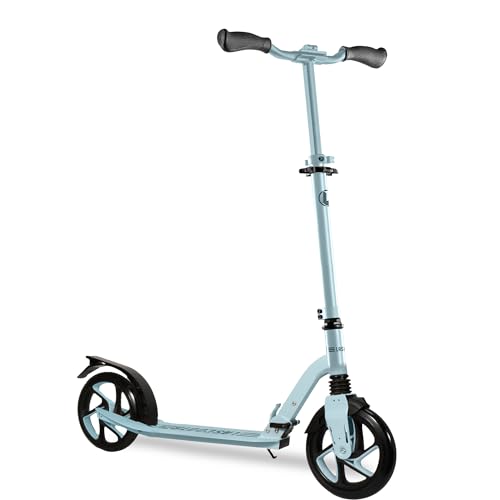Image of LaScoota Kick Scooter for Kids Ages 6+, Teens & Adults, Large 8 inch Sturdy Urethane Wheels. Adjustable Handlebar, Lightweight, Foldable, 220lbs Max Load
