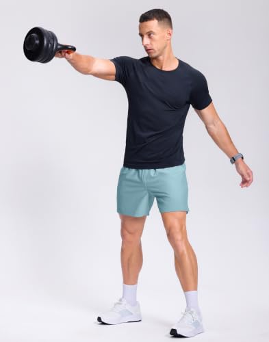 Image of GGJ Men's Lightweight Athletic Shorts with 2 Zipper Pockets 7 inch /9 inch /5 inch Gym Workout Running Quick Dry Tennis Shorts for Men