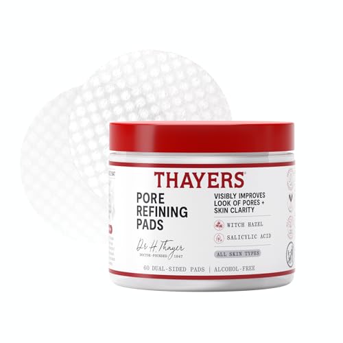 Thayers Pore Refining Toner Pads, Dual-Sided Exfoliating Pads with Witch Hazel, Salicylic Acid &...