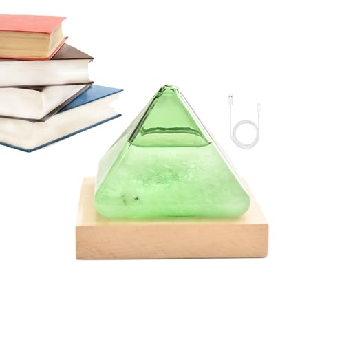 Desktop Storm Glass : calibre météo brillant, prévisions météorologiques en verre | Prédicteur USB, prévisions météorologiques pyramidales (utilisation à la maison, cadeaux pour papas et mères