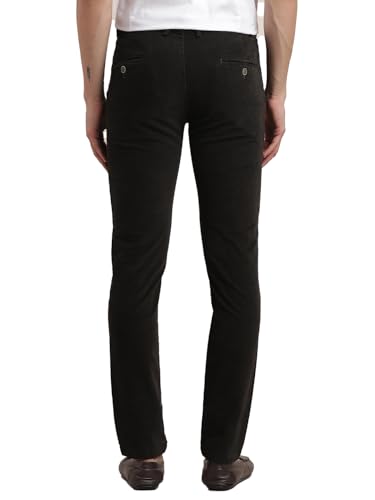 Image of Turtle Men Ultra Slim Fit Grey Flat Front Corduroy Casual Trouser
