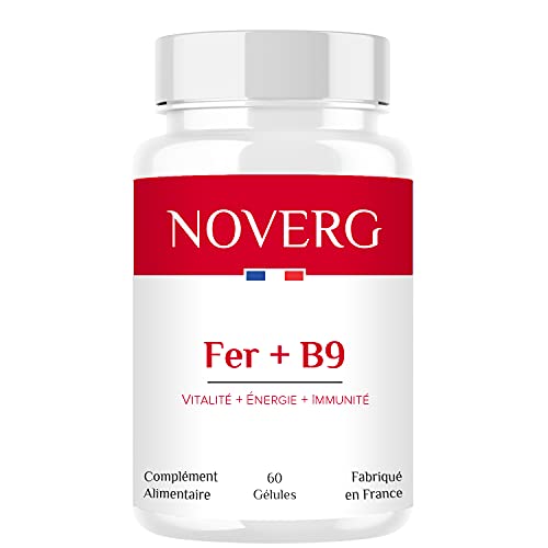 Fer + B9 | Acide Folique | Vitalité + Énergie + Immunité + Grossesse | 100% des apports | Vegan | Haute Qualité | 60 Gélules | 2 Mois | Fabriqué en France Cover