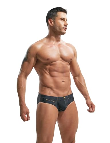 F plus R Men's Denim Print Swim Briefs