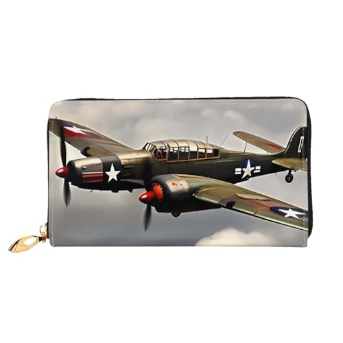 World War Aircraft Airplane Women's Wallet Large Capacity Credit Card Holder Zip Phone Clutch Ladies Travel Purse
