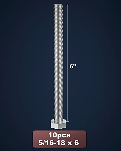 Image of 5 /16-18 x 6 inch (1 /2 to 6 inch Optional) Hex Head Screw Bolt, Stainless Steel 18-8(304), Fully Threaded,10pcs