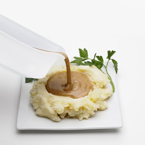 Image of HIC Kitchen Gravy Boat With Attached Saucer, Fine Porcelain, 18-Ounce Capacity For Gravy, Sauce, Au Jus, Dressing, Holiday Meals, And Entertaining