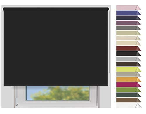 EFIXS Verdunklungsrollo Maxi - Rollos nach Maß - 32 mm Welle - Stoffbreite bis 250 - Hier: bis 220 cm x Höhe bis 190 cm - Farbe: schwarz (7917) - lichtundurchlässig Cover