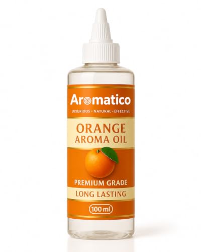 Image of AROMATICO Pure Orange Aroma Diffuser Oil with Long-Lasting Fragrance for Homes, Offices & Showrooms. Ideal for Diffusers, Reed Diffusers, Air-Purifiers & Candles 100 ml