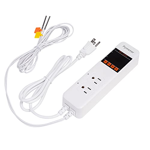 Pymeter Dual Probe Plug In Temperature Controller Heat Mat Thermostat Reptile Temp Controlled Outlet For Terrarium, Aquarium, Brewing, Seedling, Germination And Greenhouse #TOP3