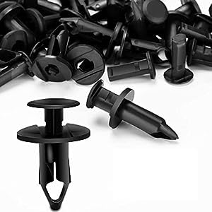 100 pcs Under Push-Type Retainer Black Nylon Head Diameter 20Mm Stem Length 20Mm Fits into 8Mm Hole Replaces G.m 21030249 F.o.r.d N807389S C.hry.sl.er 6503598 A.ud.i V.w 8E0825267