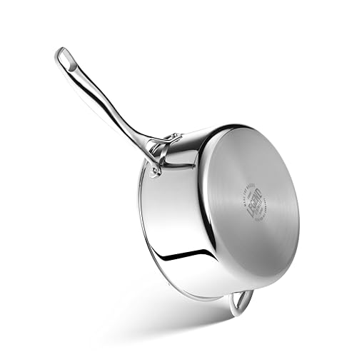 Image of LEGEND COOKWARE 5-Ply Stainless Steel 4-Quart Sauce Pan with Lid - Induction Compatible, Oven Safe 800F - Non-Toxic, No Coatings - Even Heating, Won't Warp - Built to Last Generations