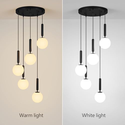 Image of Modern Black Pendant Light Hanging Fixture Light 5-Lights