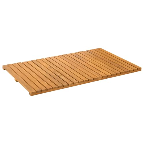 Tapis de Bain, Tapis Salle de Bain Caillebotis de Douche Baignoire Uni Marron 80x50 cm Bois