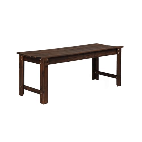 Image of VINGLI Outdoor Wood Bench, 48 inch Outdoor Bench Patio Wooden Bench Garden Bench Outdoor Backless Bench for Deck Patio (Carbonized)