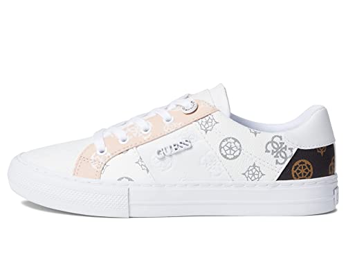 GUESS Women's Loven Sneaker, White/Pink, 38 EU