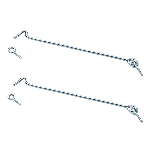 2 Pieces 10 Inches Carbon Steel Window Lock Cabin Hook Barn Door Latch Hook & Eye Door Latch Eye Latch for Window Gate Shutters Barn Door