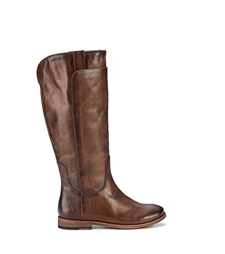 Frye Paige Tall Riding Boots for Women Made from Antiqued Italian Leather with Overlapping Front Panels, Stacked Leather Heel, and Leather Outsole – 16” Shaft Height, Slate - 9 M - Thumbnail 2