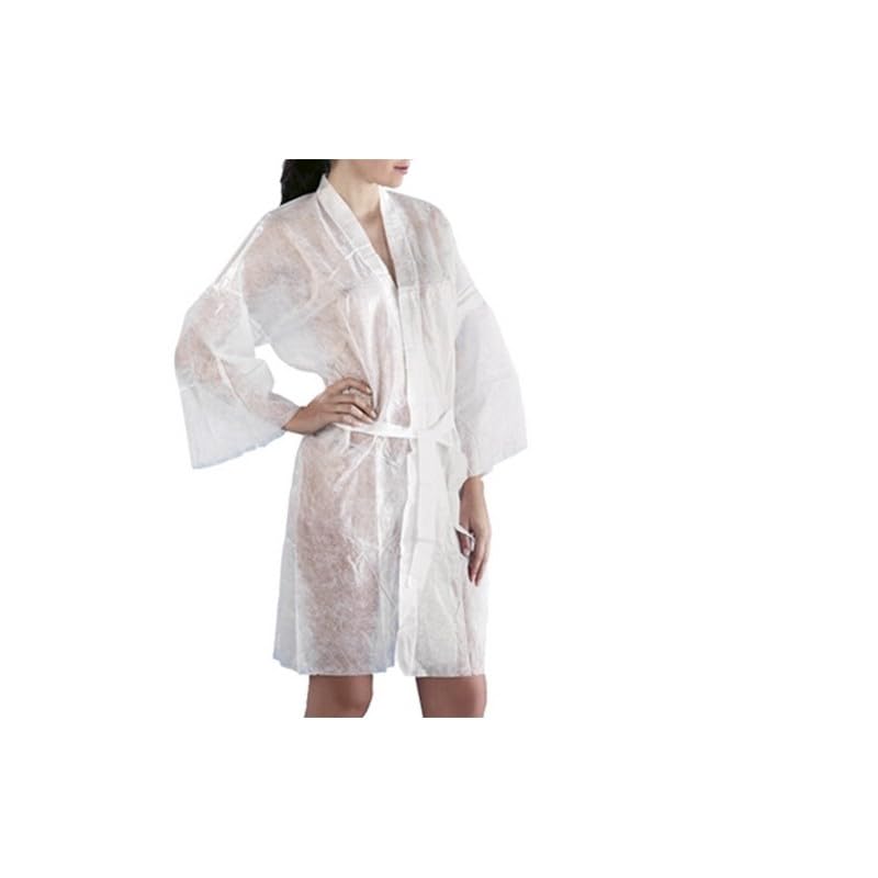 KIMONO MONOUSO ESTETISTA BIANCO IN TNT CON CINTURA 10 PZ ESTETICA 10pz