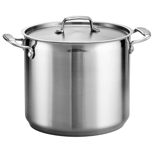 Olla De Acero Inoxidable, Grande Con Tapa, Grande Con Tapa, Para Sopa Con Doble Asa Para Utensilios De Cocina Ollas Rectas(30 cm Diameter - 20 Litre)