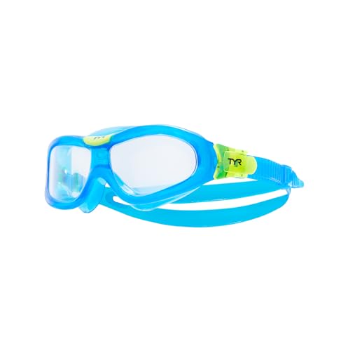 TYR Orion Swim Mask Kids' Fit, Clear/Blue/Blue