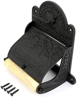Renovators Supply Manufacturing Black Wall Mount Toilet Tissue Paper Holder 6.9" Wide Antique Ornate Victorian Style Solid Aluminum Rust Resistant Toilet Tissue Roll Holder Storage with Lid