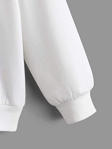 Shein Girl's Cute Graphic Sweatshirt Long Sleeve Letter Print Pullover Shirt Tops Crewneck Drop Shoulder Sweatshirts Graphic White 10Y #TOP3