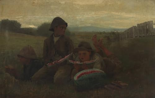 Cuadro para salón de Winslow Homer, pintura al óleo de niños con sandía para hogar de 60x90cm