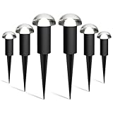 VENUS MANUFACTURING Low Voltage Landscape Pathway Lighting 6PK 1.5W LED Mushroom Lights 35Lumen Wired Walkway Light 3000K Warm White Driveway & Sideway Lights Metal Black Finish with Connector Stake