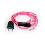 LnD - Câble Électrique d'Alimentation Pré Monté avec Prise et Interrupteur - Fils Dénudés - Fiche Mâle - Pour Luminaires et Lampes - Couleur Rose