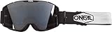  O\'NEAL  Fahrrad-Brille Motocross-Brille  MX MTB DH FR Downhill Freeride  Verstellbares Band, optimaler Komfort, perfekte Belüftung  B-20 Goggle  Unisex  Schwarz Weiß Grau verspiegelt  One Size